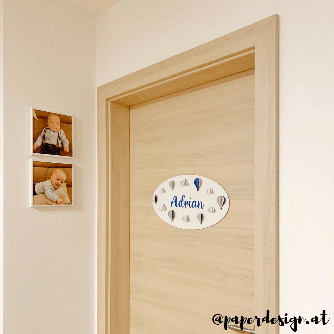 Kinderzimmer oval holzschild personalisiert heisslufballon paperdesign baby junge adrian Namensschild Kinderzimmer oval holzschild personalisiert heisslufballon paperdesign baby junge adrian Namensschildv