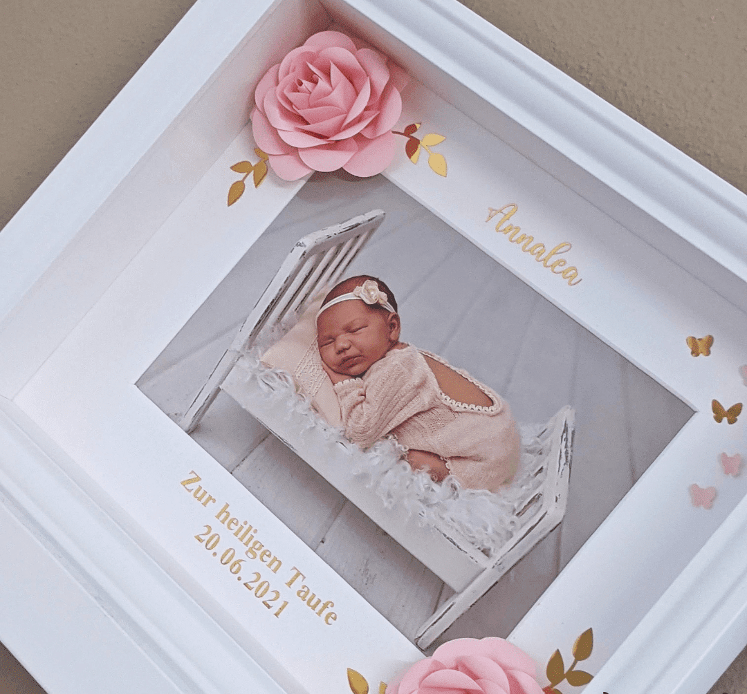 Personalisiert Babygeschenk Annalea Paperdesign Selbstgemacht papierblumen taufe geburt Taufgeschenk Taufgeschenk, Geschenk zur Geburt