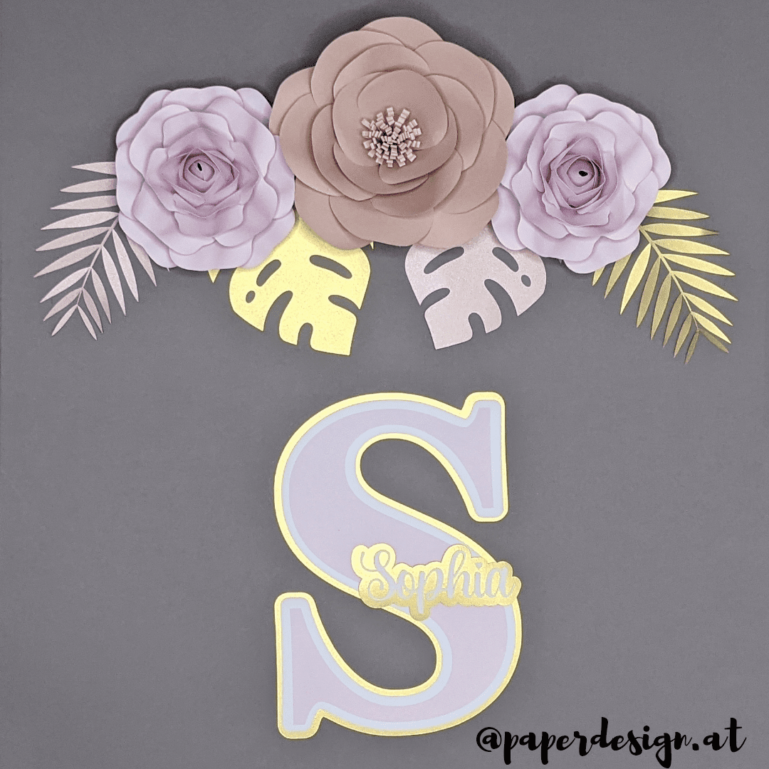 Papierrosen Paperroses Rosenset Kinderzimmerset Sophia Mädchenzimmer personalisiert Selbstgemacht Papierrosen Paperroses Rosenset Kinderzimmerset