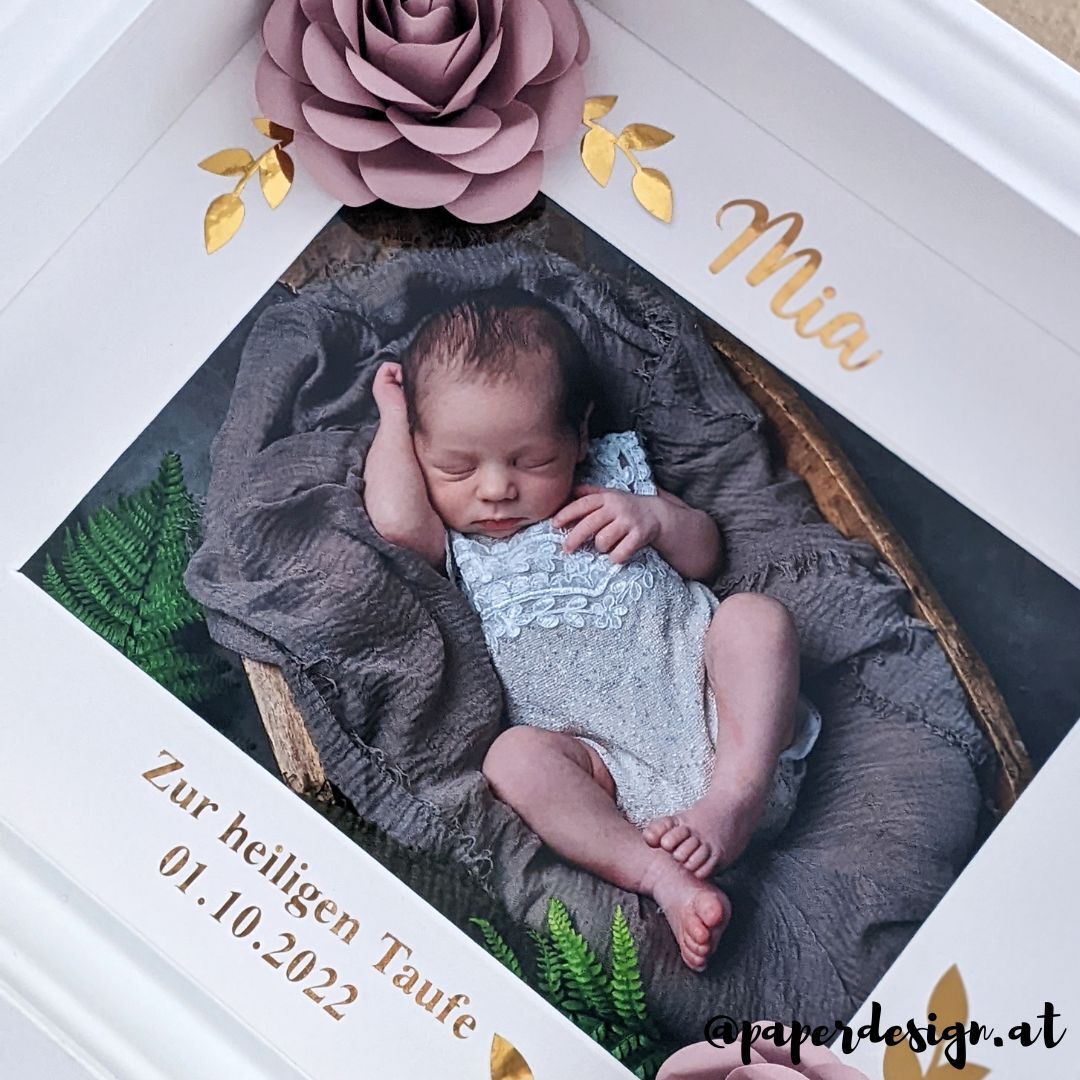 babygeschenk personalisiert shadow box taufe altrosa bilderrahmen taufgeschenk geschenk zur geburt
