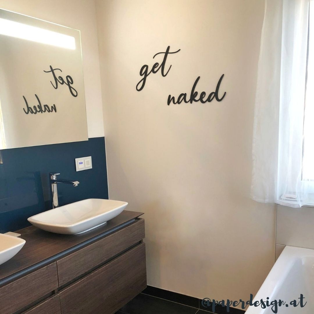 Get naked schriftzug badezimmer holz vinyl Get naked schriftzug badezimmer holz vinyl